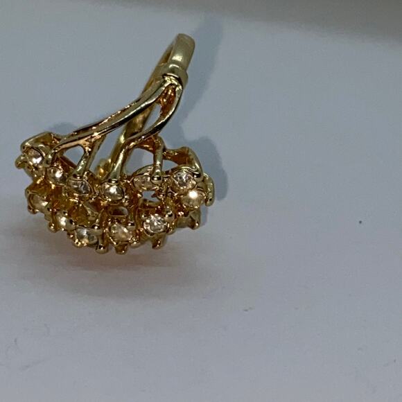 Gold-Tone Clear Rhinestone Large Statement Ring Women's Size 5 - Picture 5 of 6